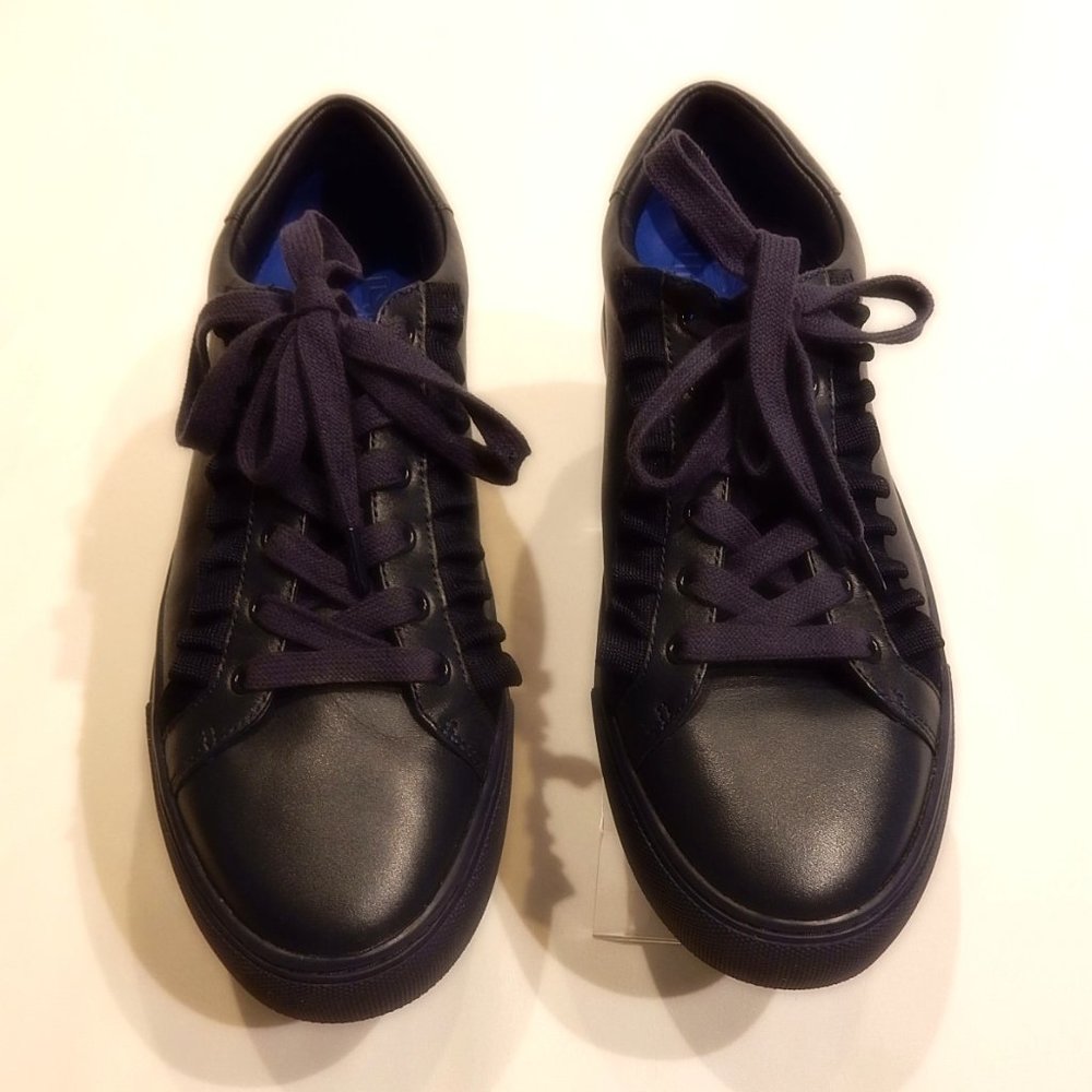 TORY BURCH SPORT RUFFLE NAVY LEATHER SNEAKERS / 9M